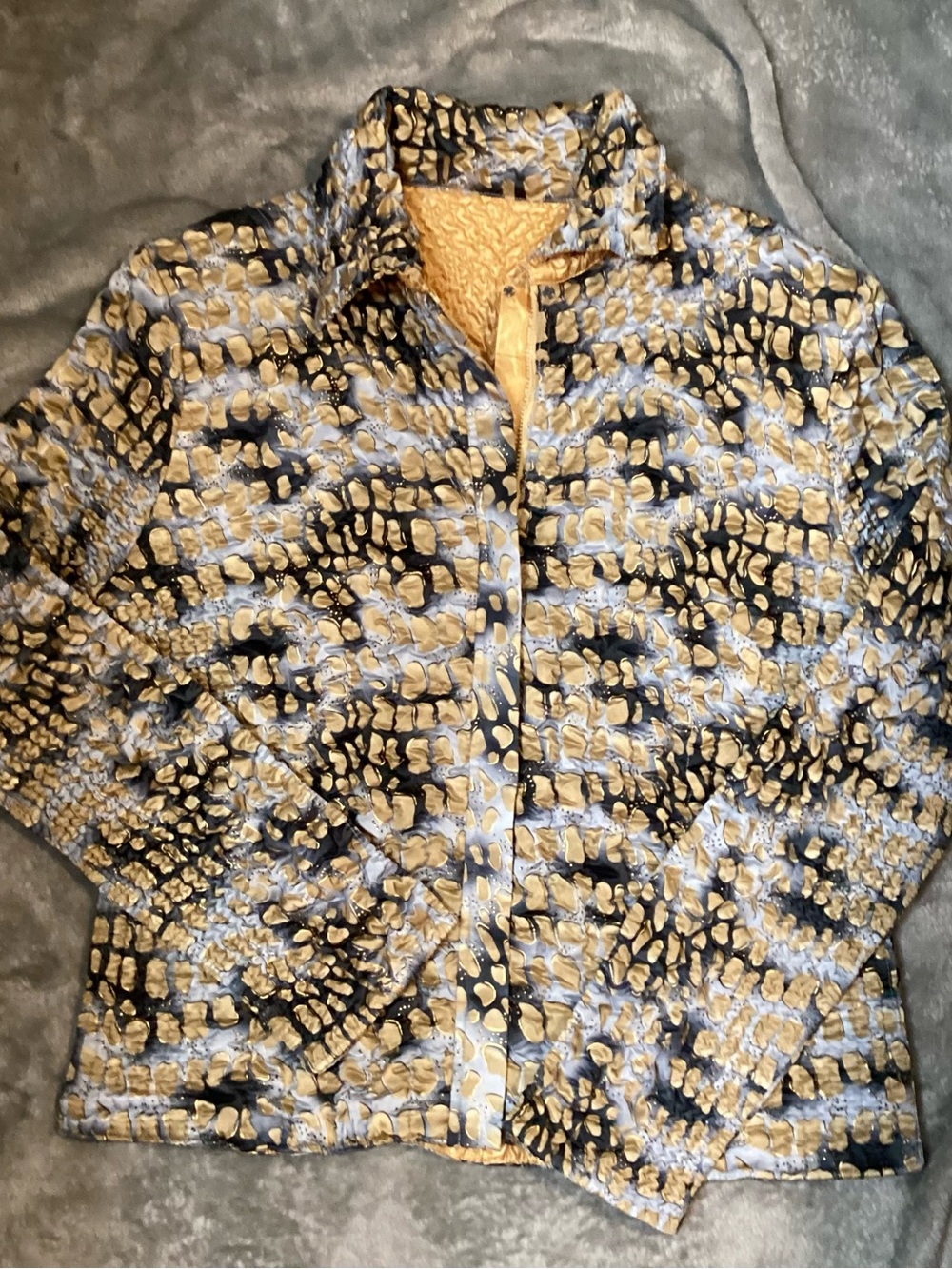 UbU Crinkle Reversible Women's Jacket Gold & Black with Metallic Accents (M)